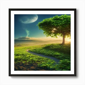 Tree On A Hill Art Print