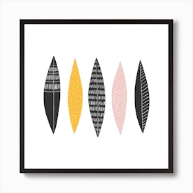 Five Feathers Square Art Print