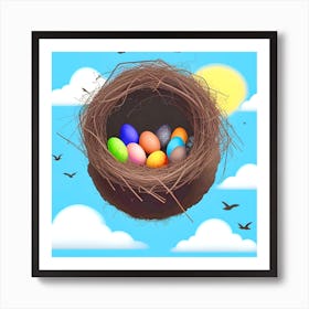 Easter Eggs In A Nest 150 Art Print