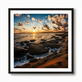 Sunset At The Beach 1 Art Print