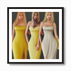 Three Girls In Yellow Dresses Art Print