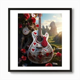 Heartstrings Monarchy Queen Of Hearts Guitar Elegance (18) Art Print