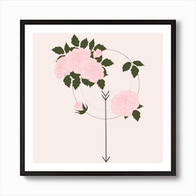 Pink Rose And Arrow Square Poster