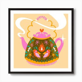 Lively Teapot Square Art Print