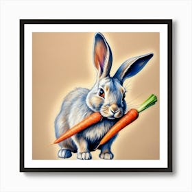 Rabbit With Carrots 30 Art Print