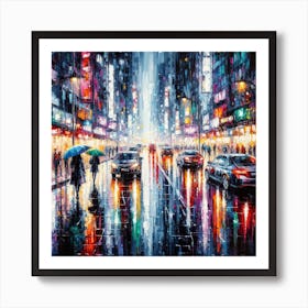 Rainy Night In The City Art Print