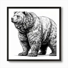 Line Art grizzly 1 Art Print