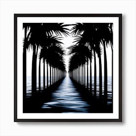 Black Palm Trees Create The Illusion Of A Tunnel Art Print