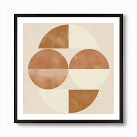 Bauhaus Style, Runde beige Boho Kunst Art Print