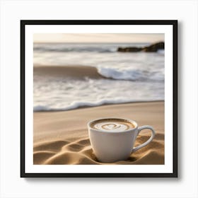 Coffee Cup On The Beach 12 Art Print