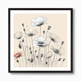 Poppies flowers Art Print