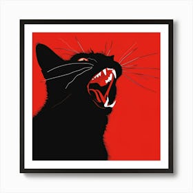 Black Cat Roaring 4 Art Print