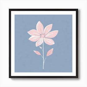 A White And Pink Flower In Minimalist Style Square Composition 607 Art Print