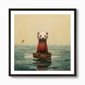 Red Ferret In A Boat Art Print