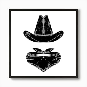 Cowboy hat Wild West linocut stylized Art Print