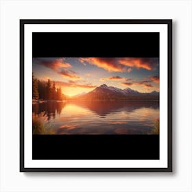 Sunset Over Lake Art Print