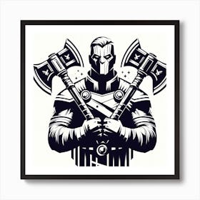 Axe man, black and white Art Print