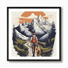 Hiker And His Dog Art Print