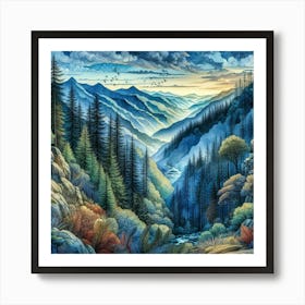 Mountains At Night Art Print