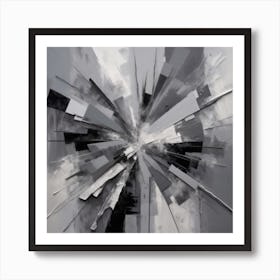 Abstract Artwork In Monochromatic Shades Of Gray With Bold Dynamic Shapes And Textures That Evoke A Sense Of Mystery And Depth Art Print