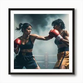 Two Women Boxing Art Print