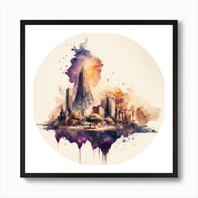 Cityscape Watercolor Painting.A fine artistic print that decorates the place. Art Print