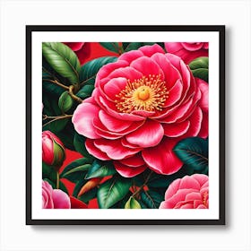 The Camellia Sonata: A Floral Symphony Art Print