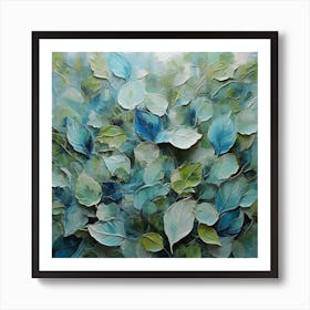 Fan of green-blue transparent leaves 1 Art Print