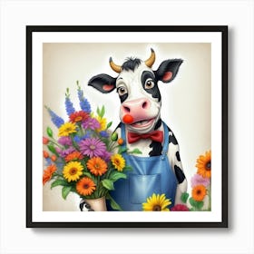 Cow With Flowers 20 Art Print