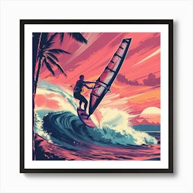 A Windsurfing Lofi Illustration 1718707107 2 Art Print