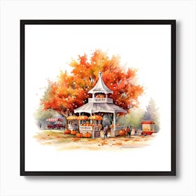 Farmhouse And Pumpkin Patch 7 Art Print