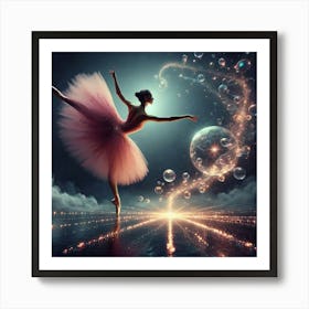 Ballerina Dancing With Bubbles Art Print