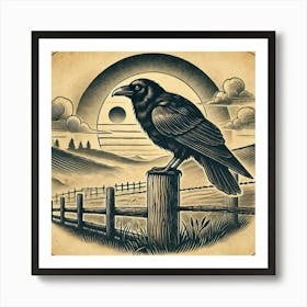 Tattoo Crow 1 Art Print