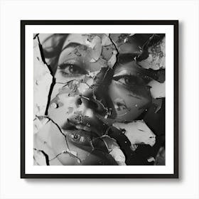 Portrait Of A shattered Woman face Art Print