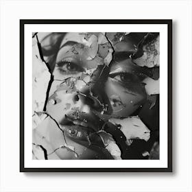 Portrait Of A shattered Woman face Poster