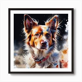 Dog With Paint Splatters Art Print