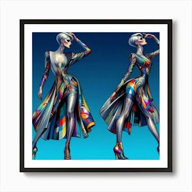 Two Women In Futuristic Fashion Art Print