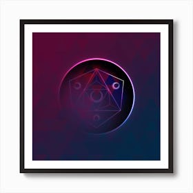 Geometric Neon Glyph on Jewel Tone Triangle Pattern 321 Art Print