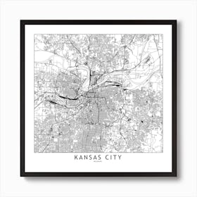 Kansas City White Map Square Art Print