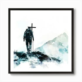 Watercolor Of A Hiker Art Print