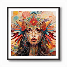 Woman With Feathers Art Print