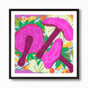 Pink Mushrooms Poster