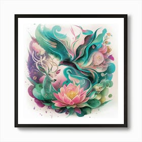 Lotus Flower-artistic tattoo as wall art poster Art Print