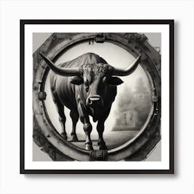 Bull In A Window Art Print