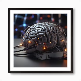 Brain With Wires Art Print