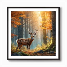 Deer In The Forest 128 Art Print