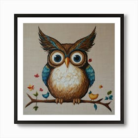 Owl On A Branch Art Print