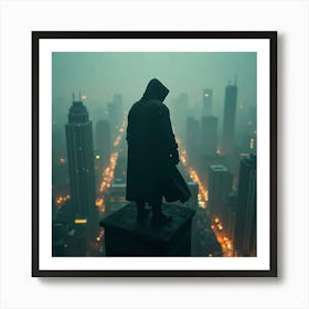 Man On Top Of A Building Art Print