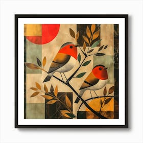 Birds On A Branch Art Print