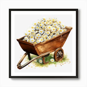 Daisy Wheelbarrow Art Print